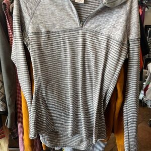 Avia Gray Striped Quarter-Zip Pullover